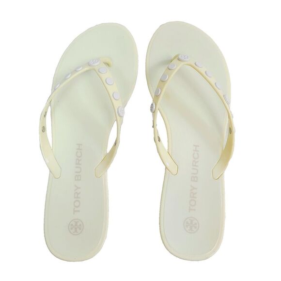 Tory Burch‎ Jelly Sandals 9 Yellow Studded Slip-On Flip Flop Flats - Picture 6 of 7